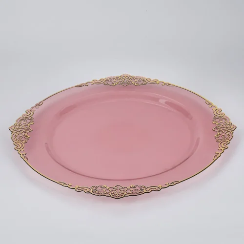 10.25‘’Clear Pink Plastic Plates 7.5" Clear Burgundy Plastic Plates