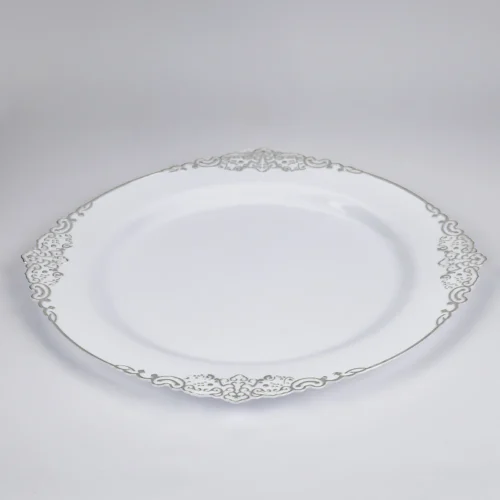 10.25‘’Silver Rimmed Plastic Plate Silver Rimmed Plastic Plates