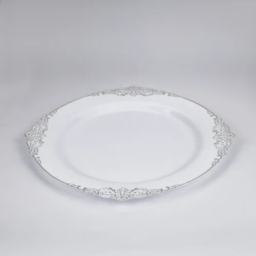 7.5‘’Silver Rimmed Plastic Plate 7.5‘’Silver Plastic Appetizer Plates
