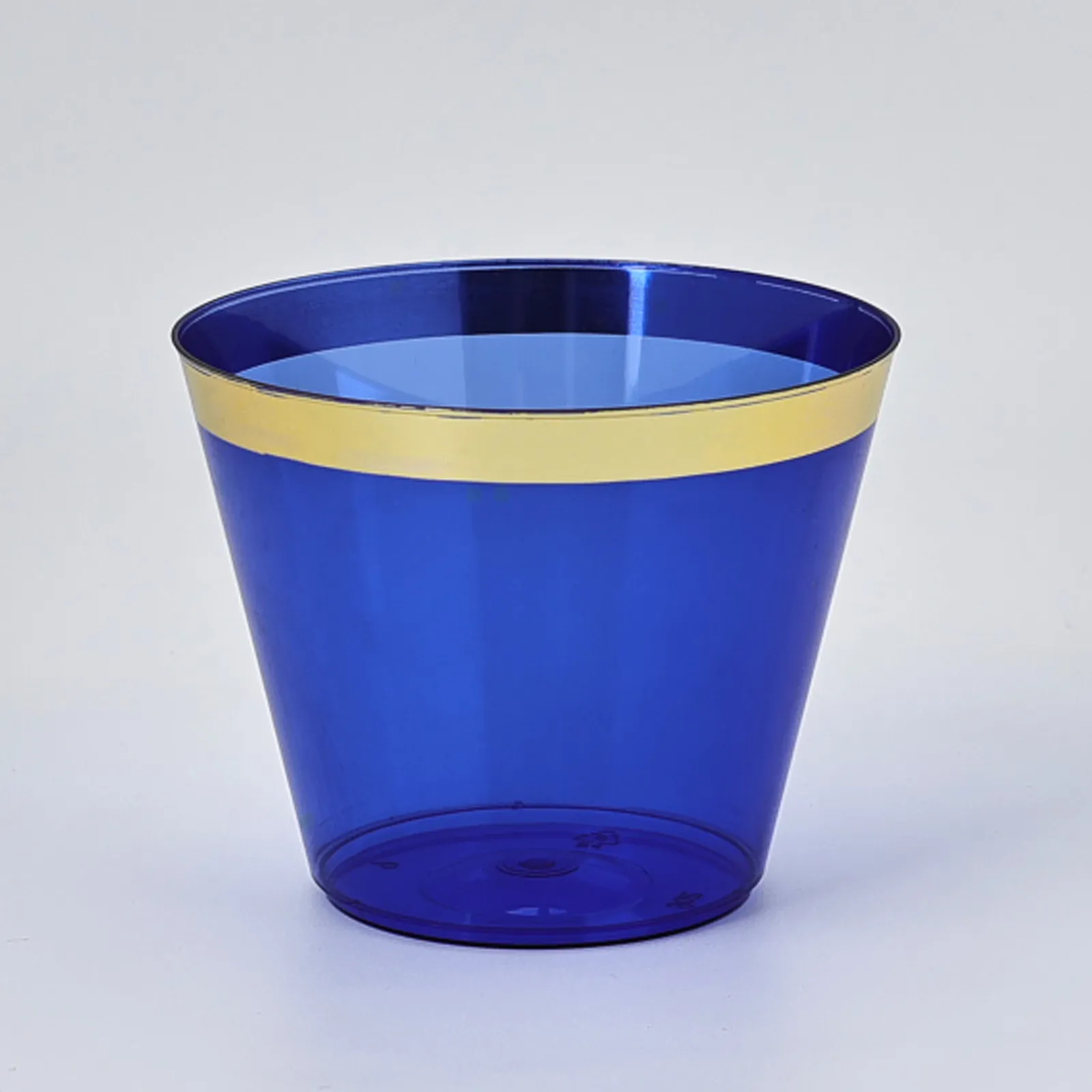 Blue and gold palstic cups