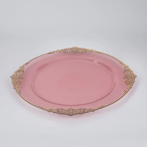 Clear Burgundy Plastic Plates 7.5" Clear Burgundy Plastic Plates