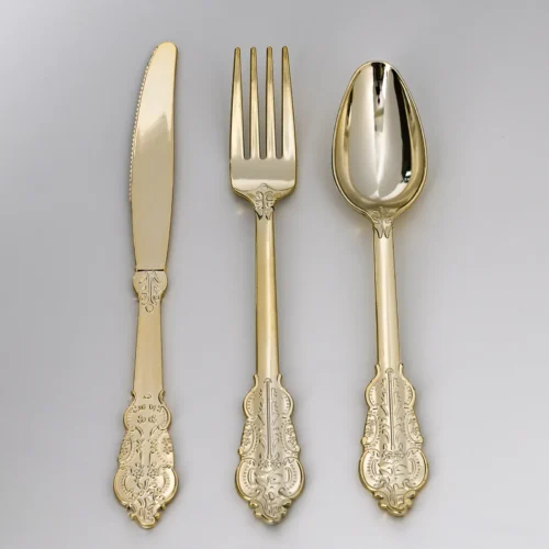 Gold plastic cutlery set Gold plastic cutlery set