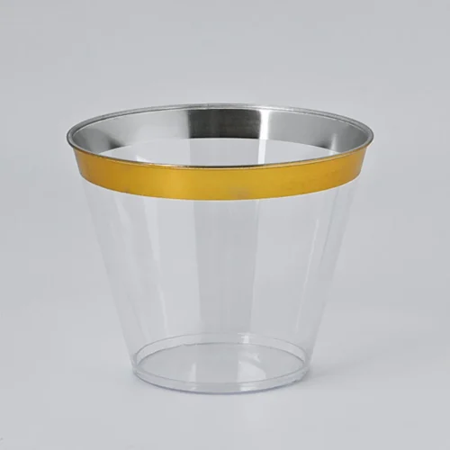 Gold rim plastic cups Gold rim plastic cups