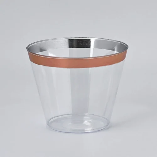 Rose gold rimmed plastic cups Rose gold rimmed plastic cups
