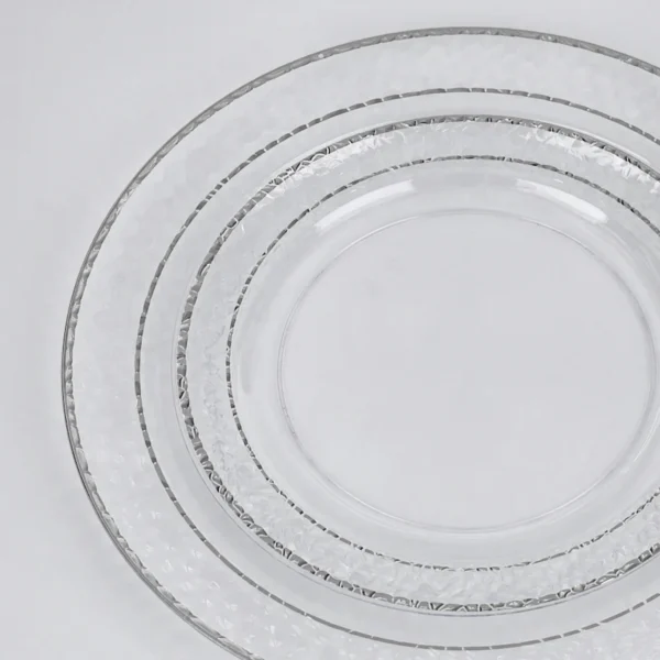 10.25" Silver Gold Pebble Rim Clear Dinner plate - Imagen 2