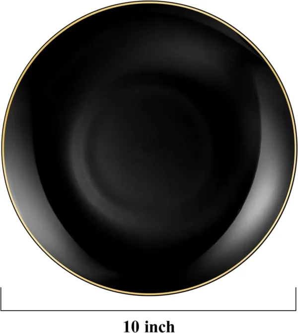 10.25" Gold Rim Black Moonlight Dinner Plate – Bild 3
