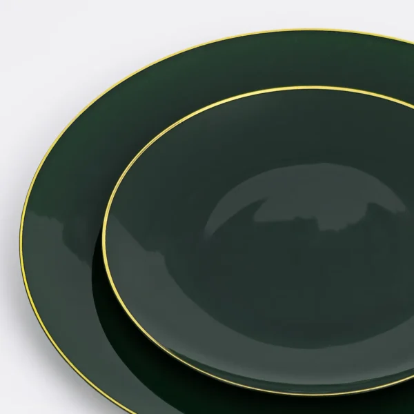 10.25" Gold Rim Green Moonlight Dinner Plate - Image 2