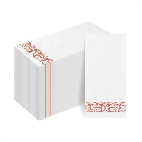 rose gold and white napkins