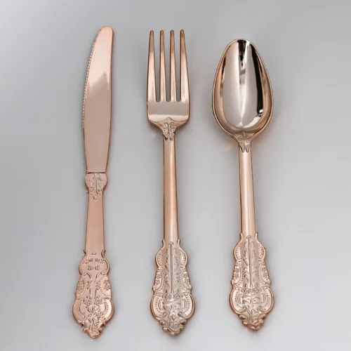 rose gold plastic cutlery rose gold plastic cutlery