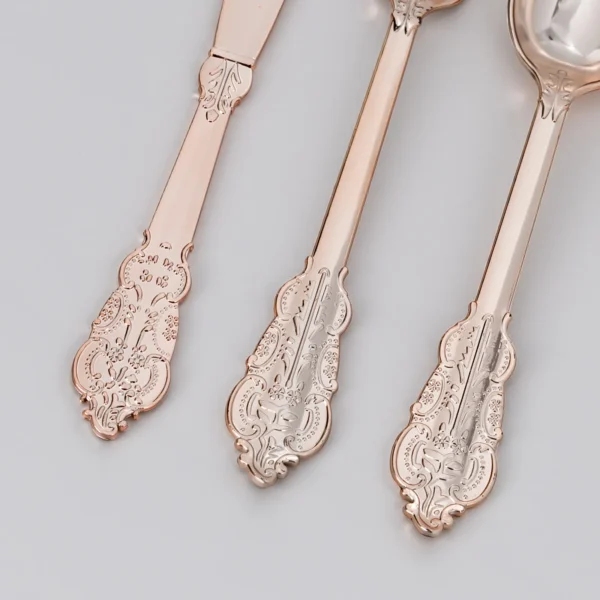 rose gold plastic cutlery set