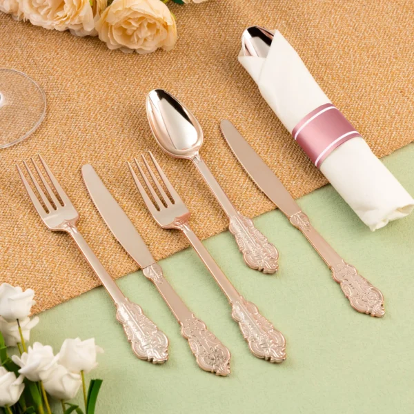 rose gold plastic cutlery sets