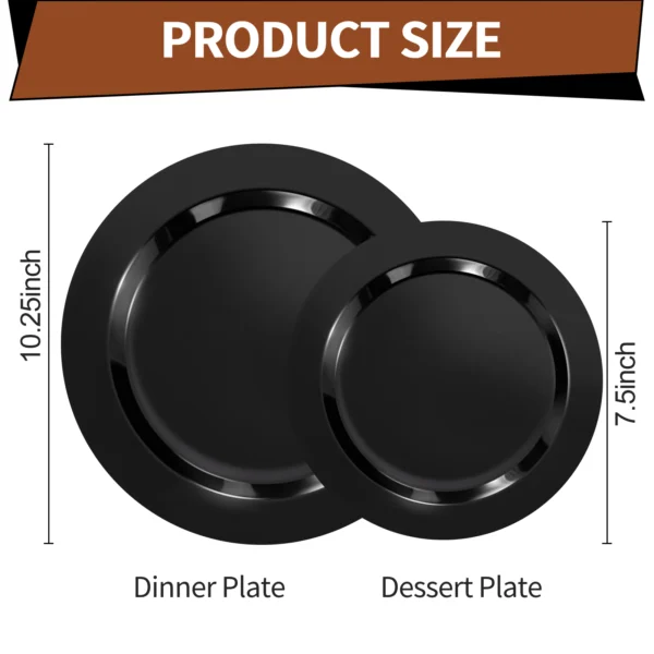 black plastic dinner plates SIZE