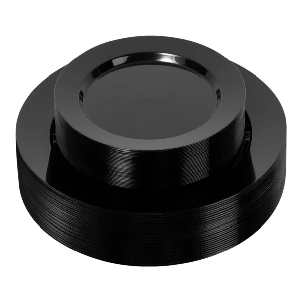 black plastic disposable plates
