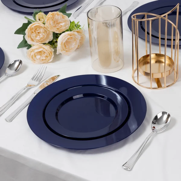 blue plates plastic set scene