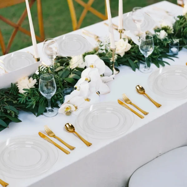 clear plastic plates scene