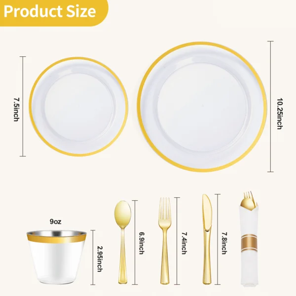 10.25″ Clear Gold Dinner Plate - Imagen 3
