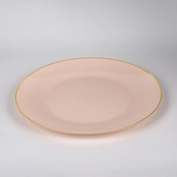 pink and gold plastic plate dessert