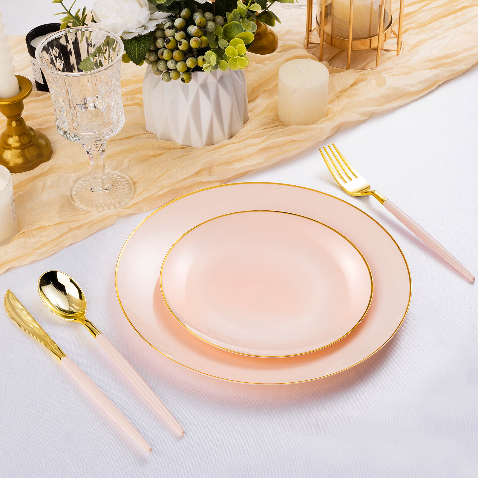 pink plastic dinner plates disposable