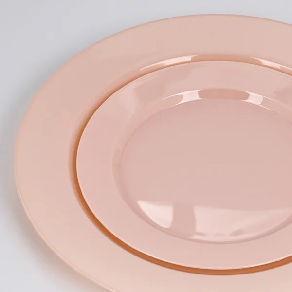 pink plastic plates detail