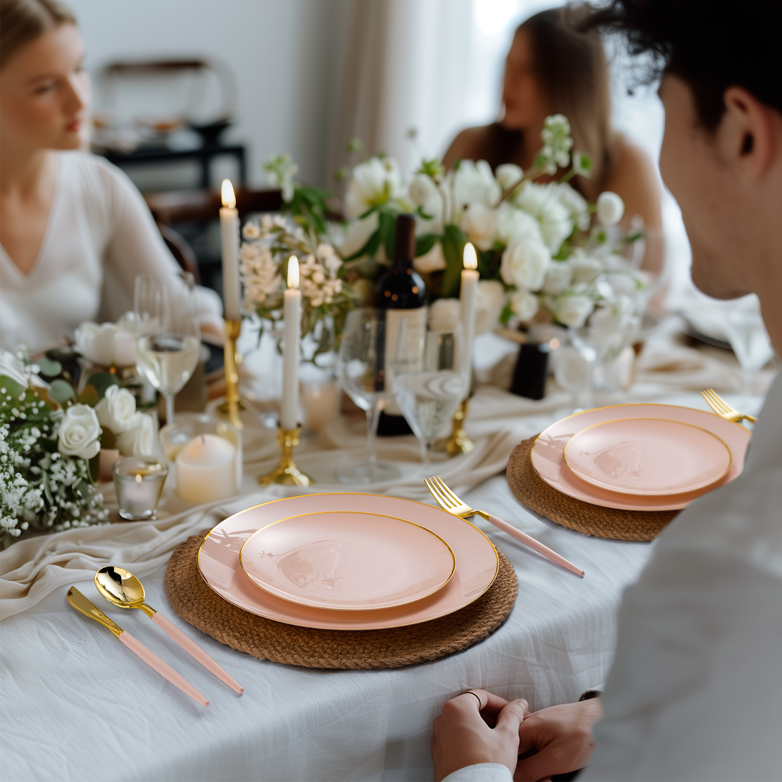 pink plastic plates disposable scene