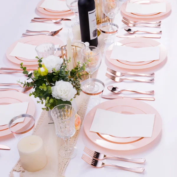 pink plastic plates scene