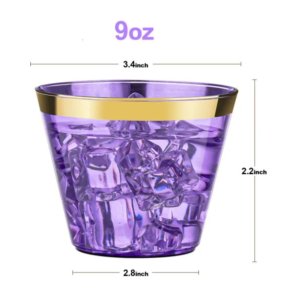 purple plastic cup size