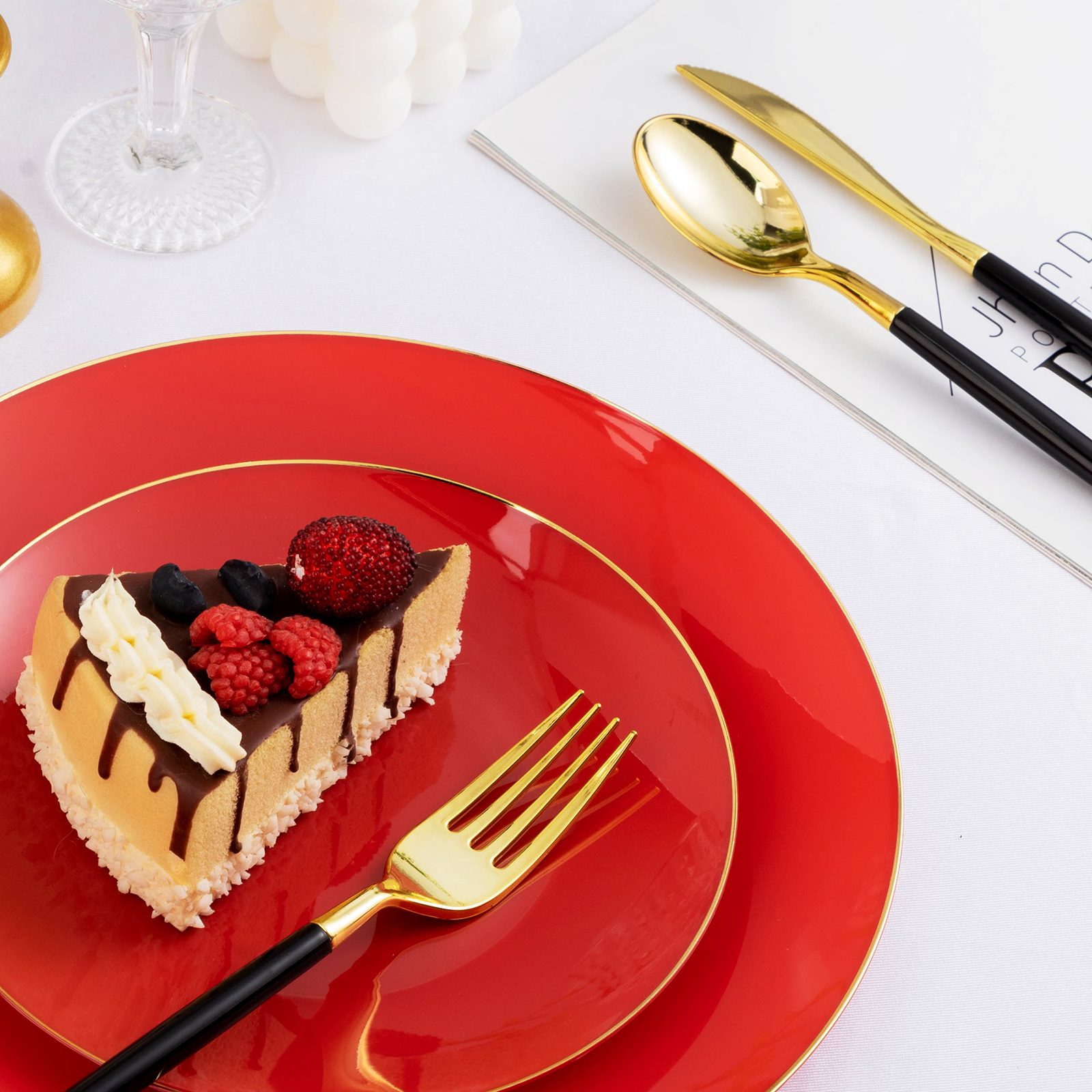 red plastic plates disposable