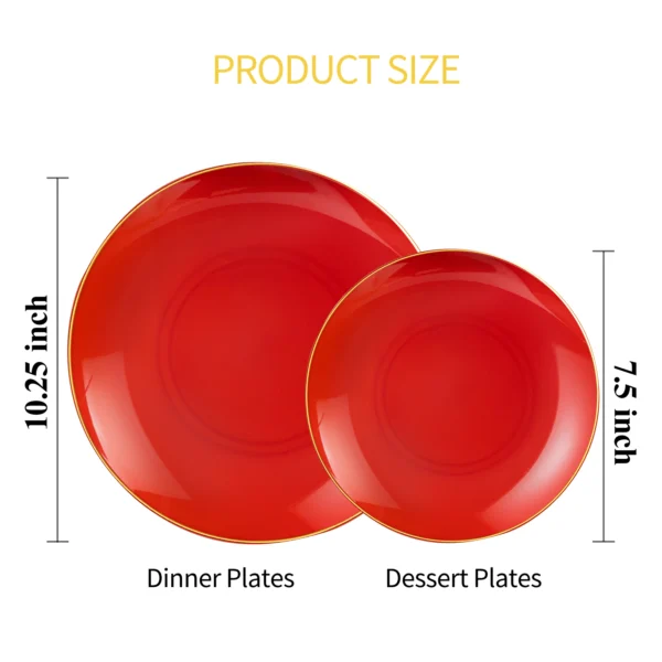 7.5″ Gold Rim Red Moonlight Dessert Plate – Image 3