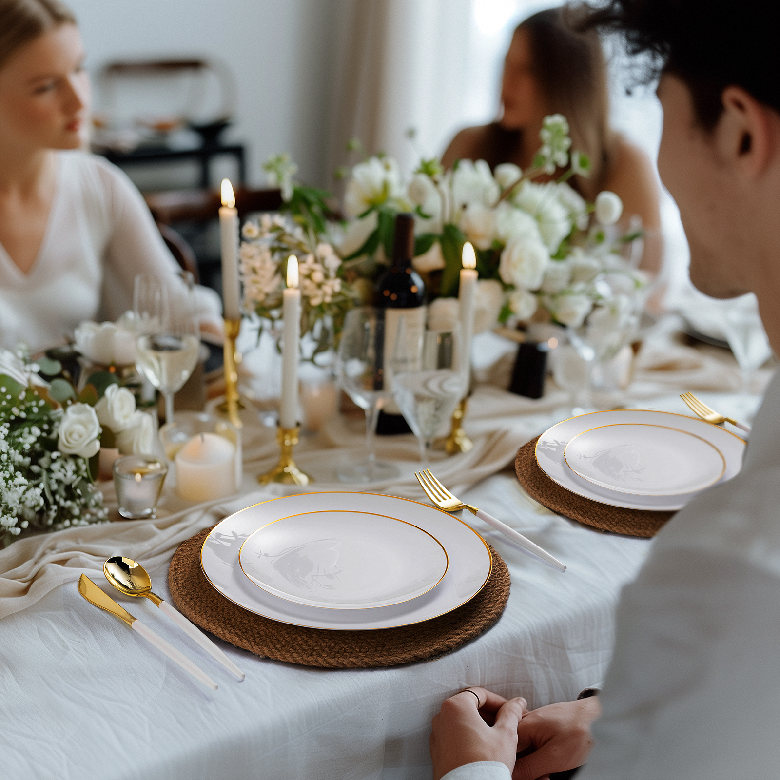 white gold plastic plate