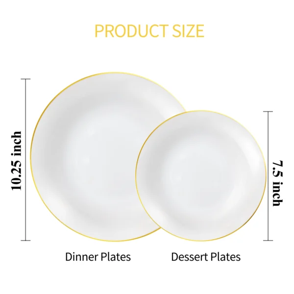 white gold plastic plates SIZE
