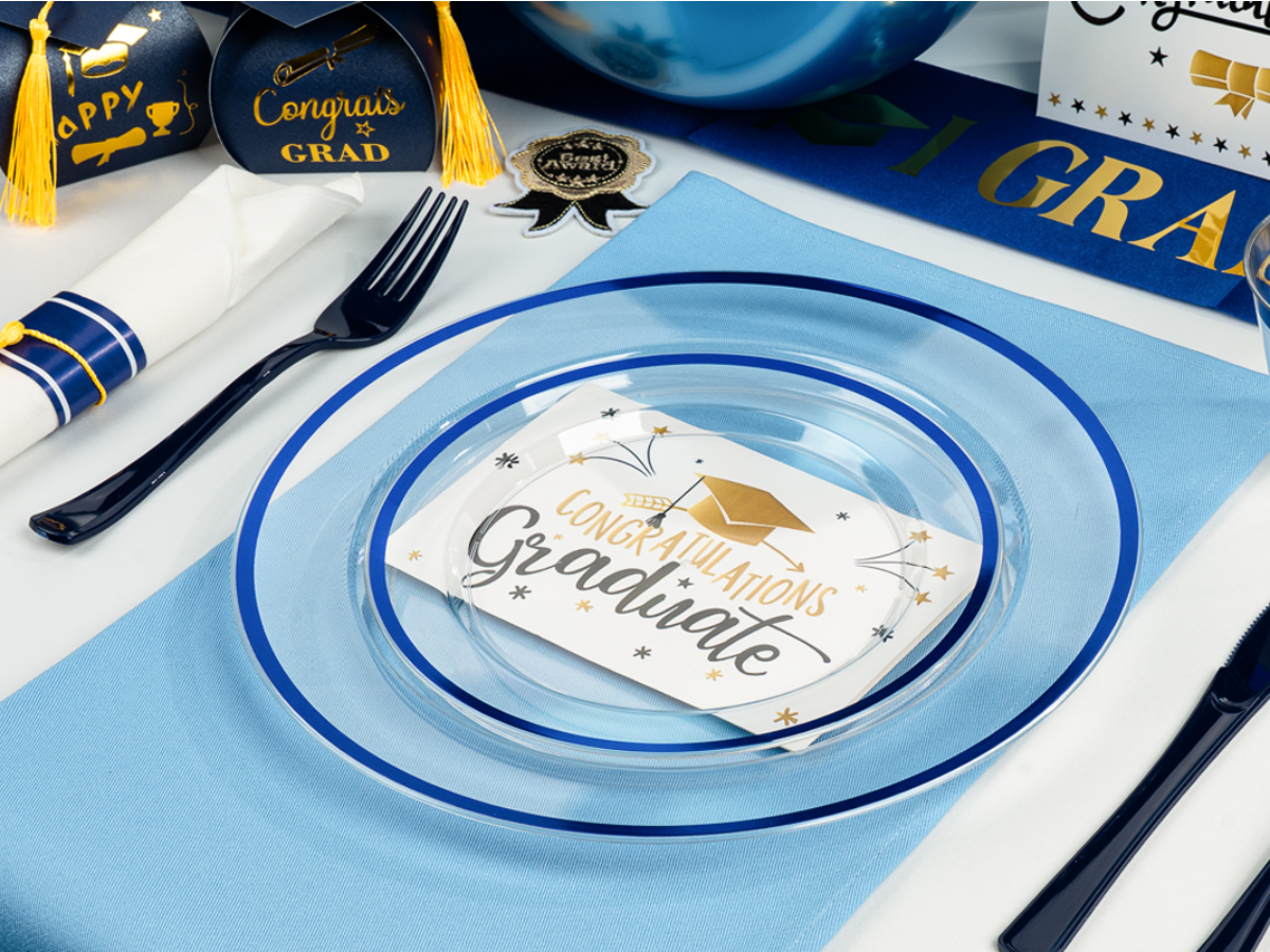 Graduation season themed plastic plates