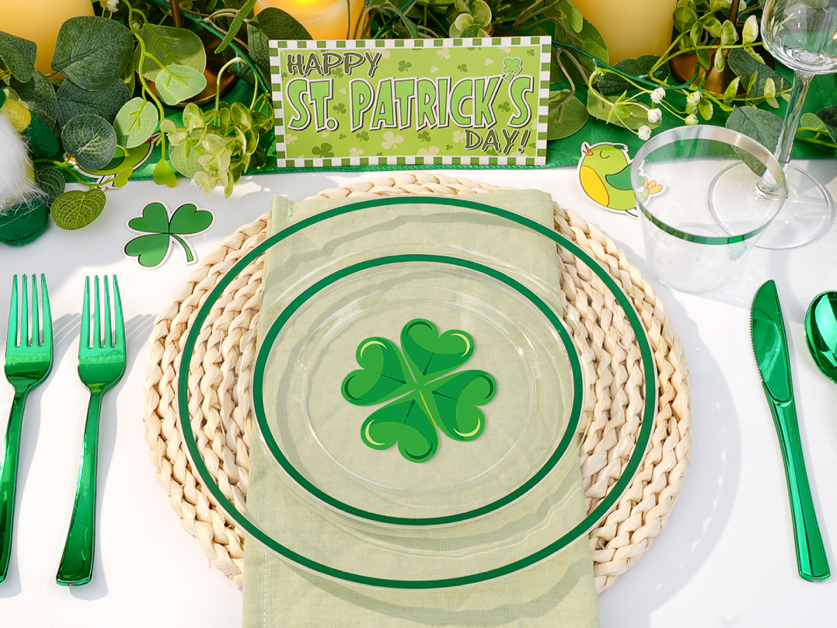 St. Patrick's Day themed plastic plates