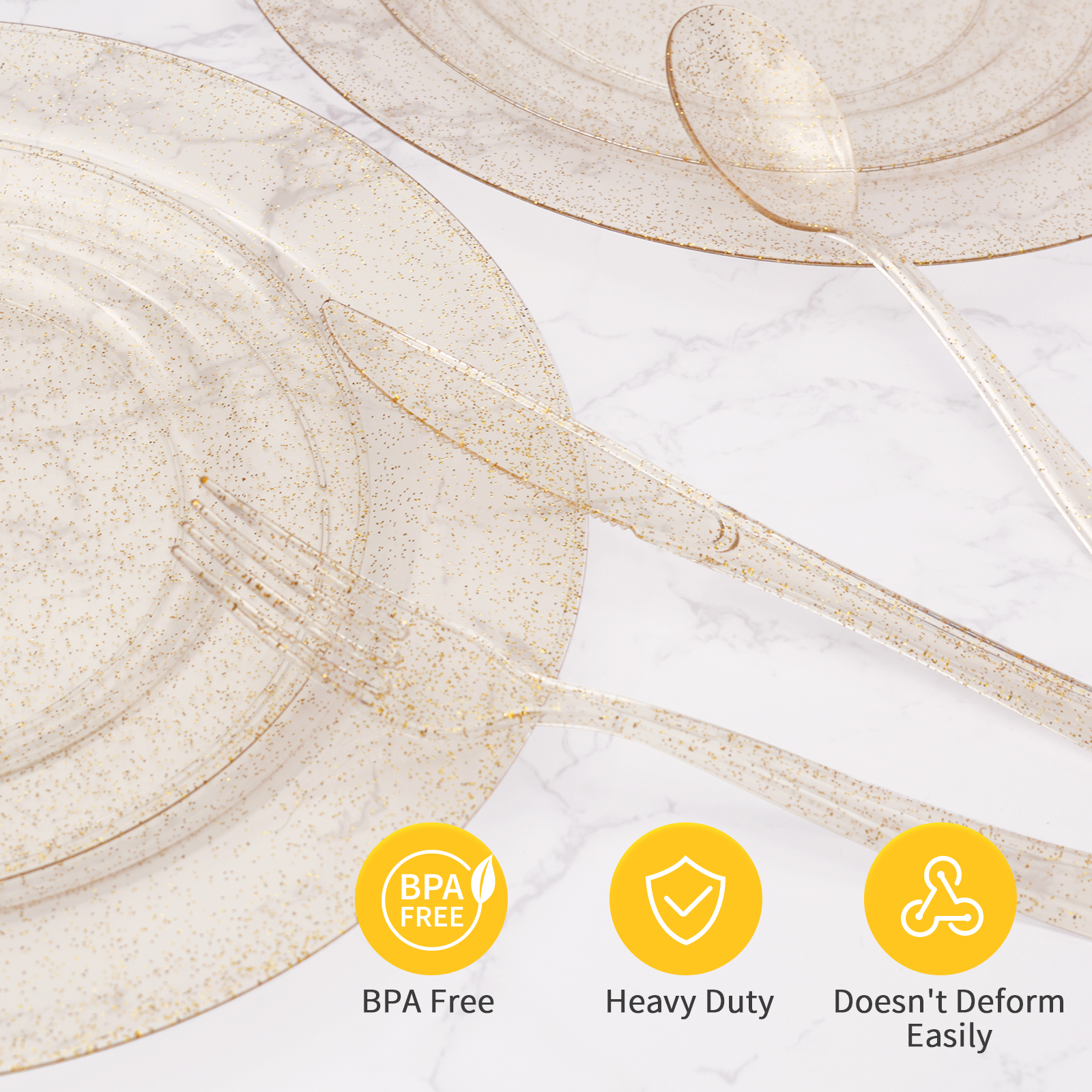glitter plastic cutlery detail