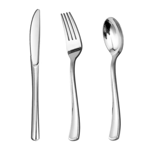 metallic silver plastic cutlery metallic silver plastic cutlery