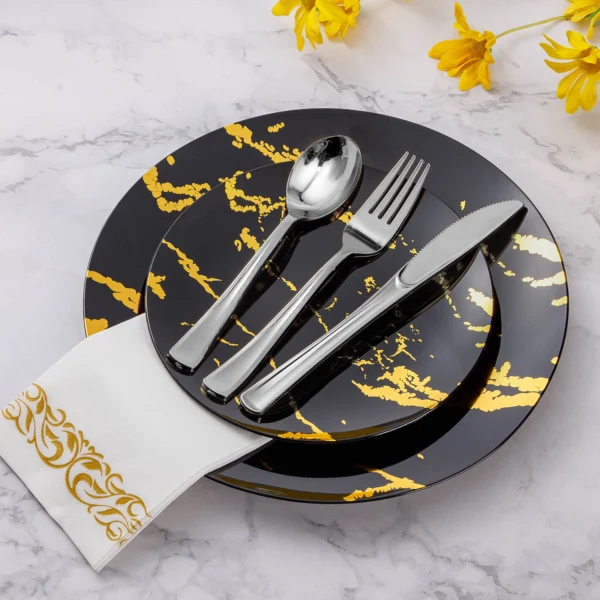 Silver Plastic Cutlery Set - Image 4