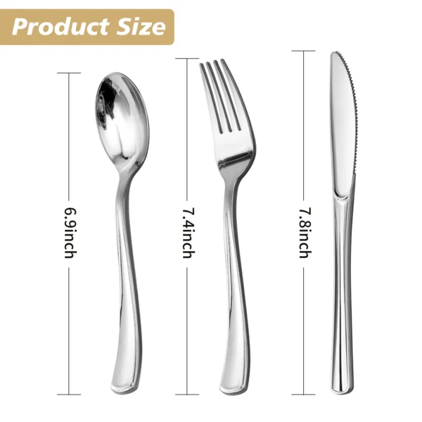 Silver Plastic Cutlery Set - Image 3