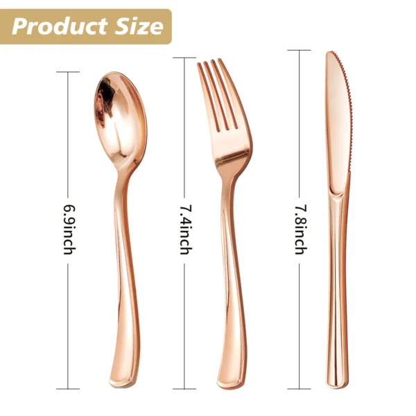 Rose Gold Plastic Cutlery Set — изображение 3