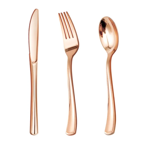 plastic rose gold cutlery