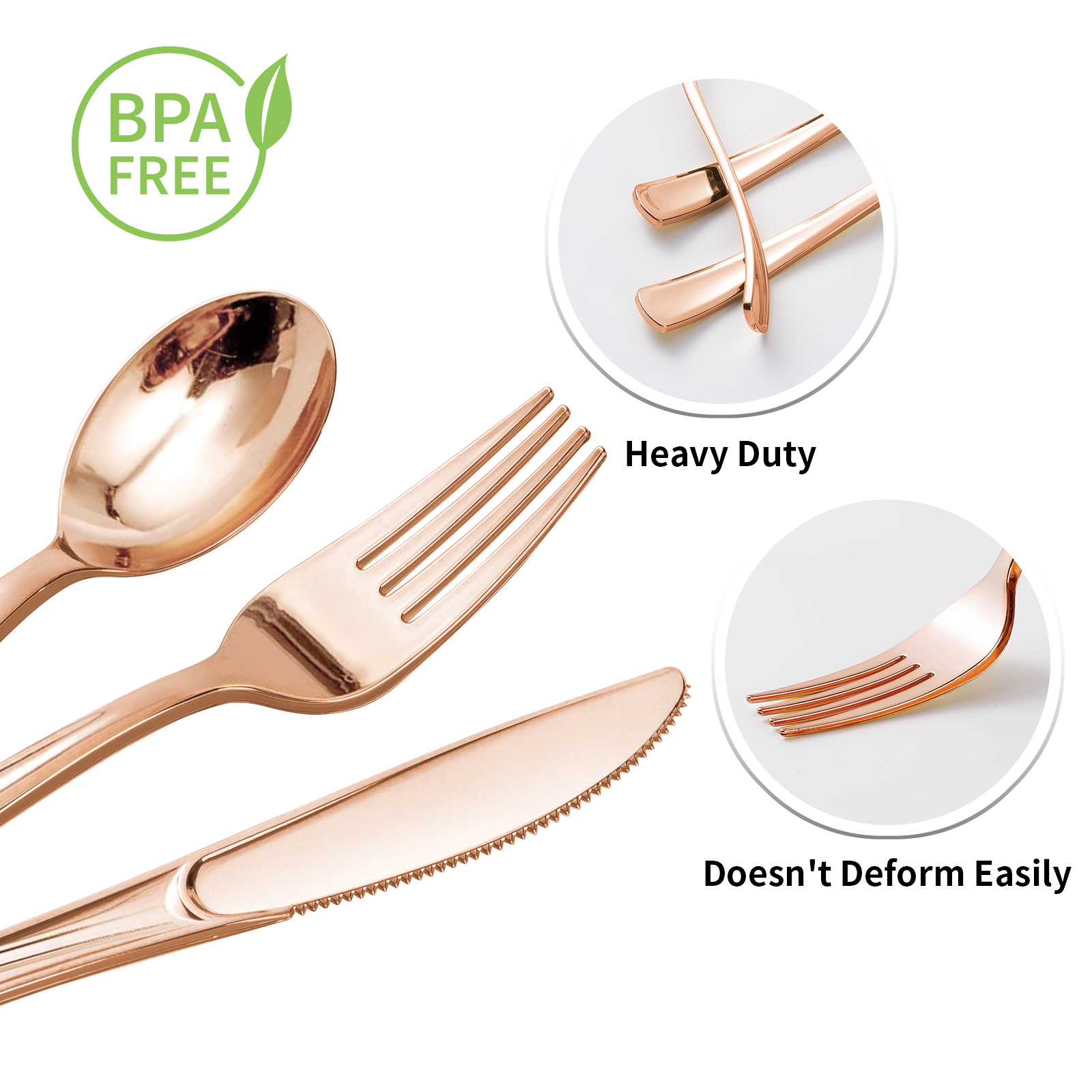 plastic rose gold cutlery detail
