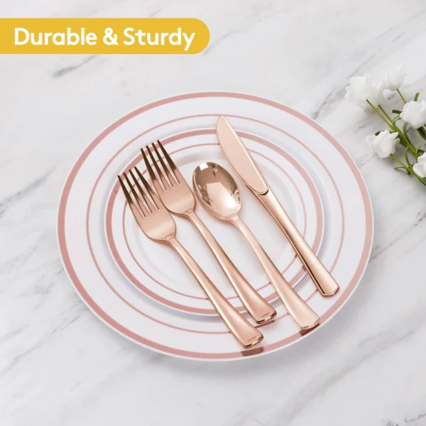 Rose Gold Plastic Cutlery Set — изображение 2
