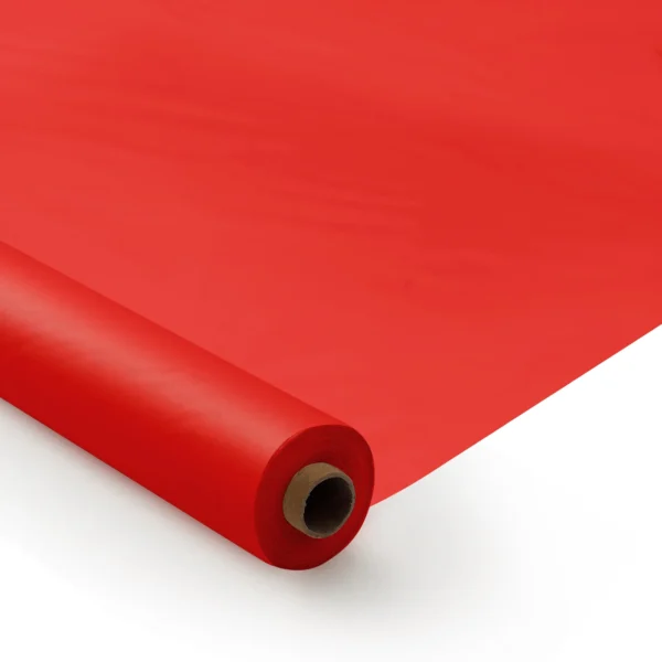 red plastic tablecloth roll
