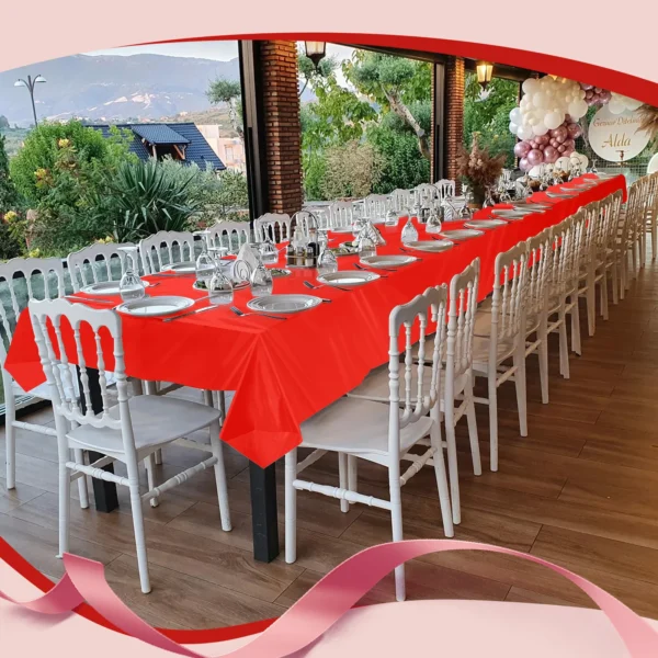 40" Red Plastic Tablecloth Roll — изображение 4