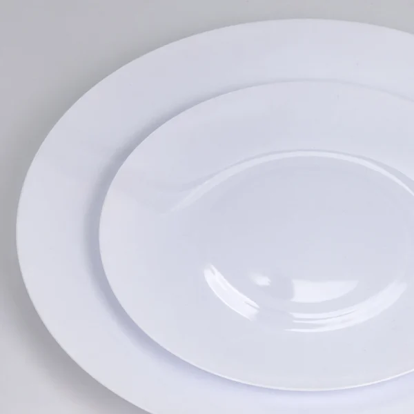 white plastic disposable plates detail